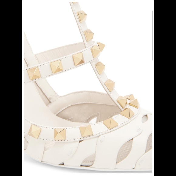 Authentic Valentino Rockstud leather cutout slingback pumps 37 - Picture 7 of 16